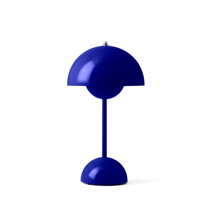 & Tradition - Flowerpot battery table lamp VP9 with magnetic charging cable, cobalt blue glossy
