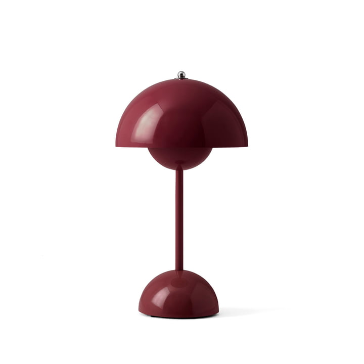& Tradition - Flowerpot battery table lamp VP9 with magnetic charging cable, dark plum glossy