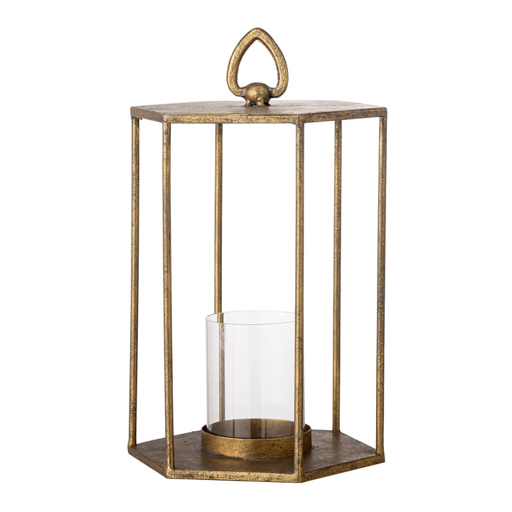 Bloomingville - Vanea lantern with glass, h 33 cm, brass
