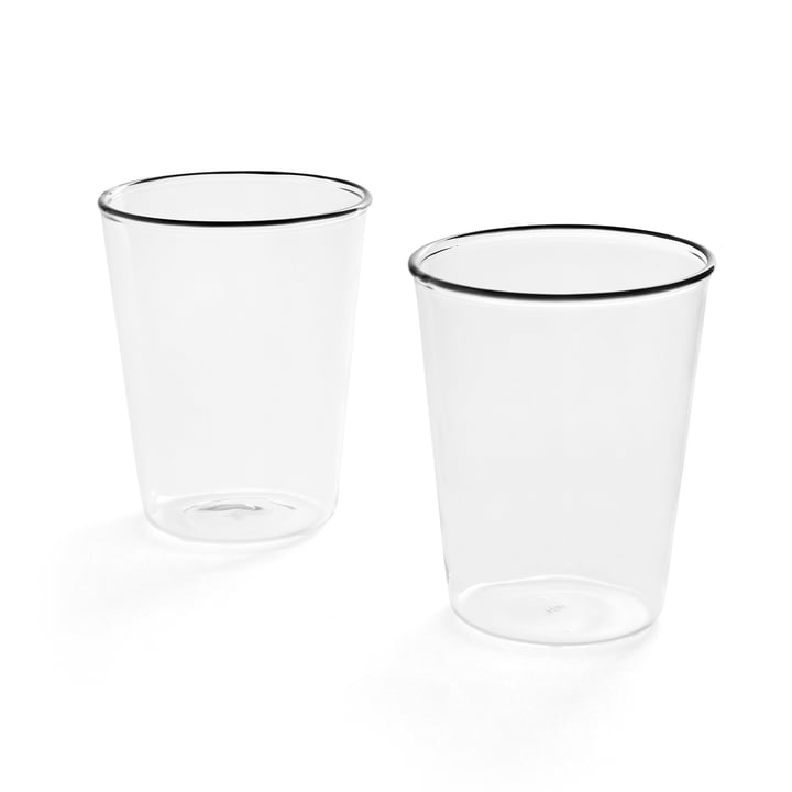 Rim Glass (set of 2), clear with black rim from Hay
