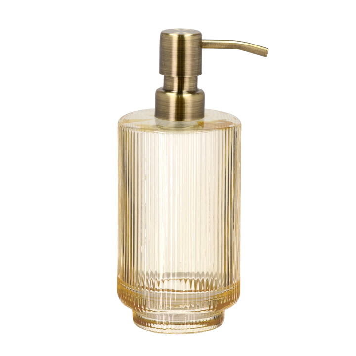 Clarity Soap dispenser and toothbrush mug from Södahl in color golden yellow