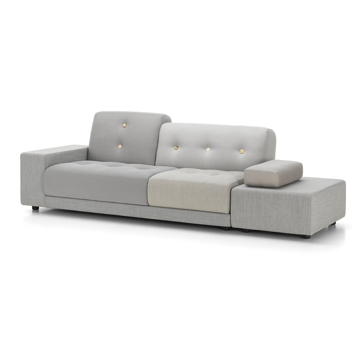 Polder Sofa with ottoman, armrest left / gray (Mix The Pebble Greys 04) from Vitra