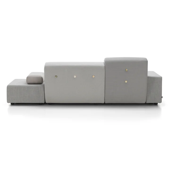 Polder Sofa with ottoman, armrest left / gray (Mix The Pebble Greys 04) (Knob set light 01) of Vitra