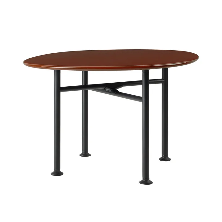 Carmel Outdoor lounge table from Gubi in the finish black semi matt / rock red