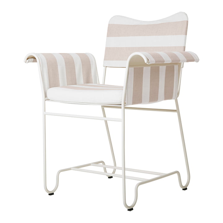 Tropique Outdoor Dining Chair, classic white semi matt / Leslie Stripe Limonta by Gubi
