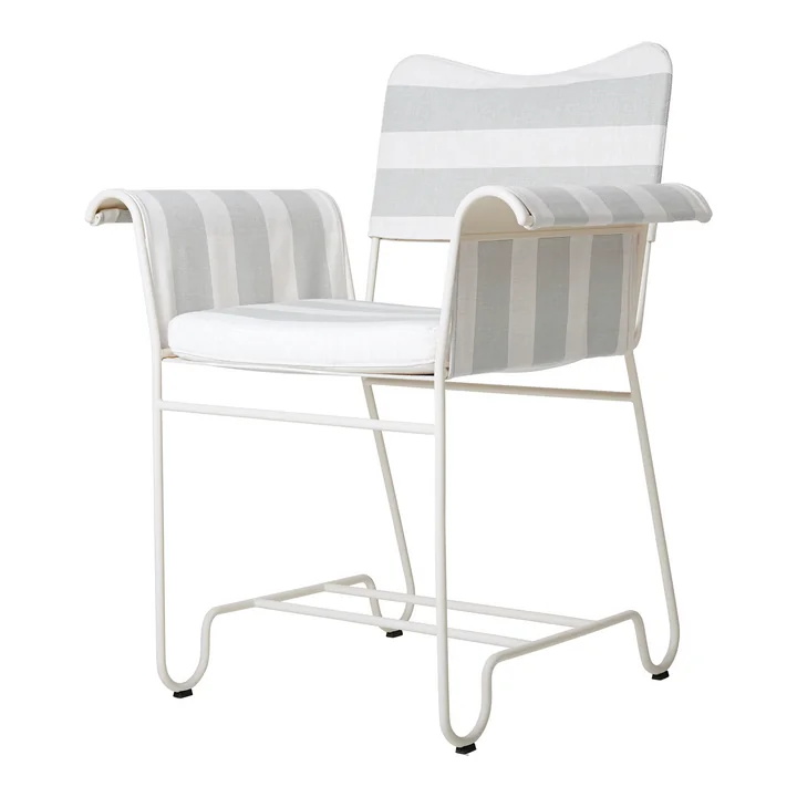 Tropique Outdoor Dining Chair, classic white semi matt / Leslie Stripe Limonta from Gubi