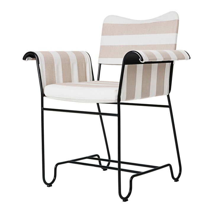 Tropique Outdoor Dining Chair, classic black / Leslie Stripe Limonta by Gubi