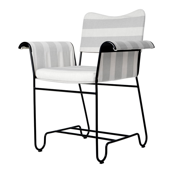 Tropique Outdoor Dining Chair, classic black / Leslie Stripe Limonta by Gubi