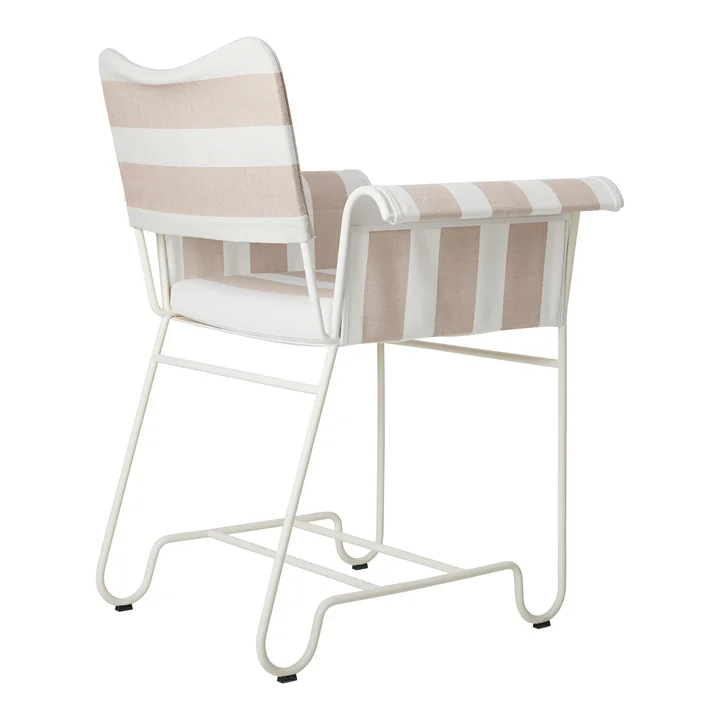 Tropique Outdoor Dining Chair, classic white semi matt / Leslie Stripe Limonta by Gubi