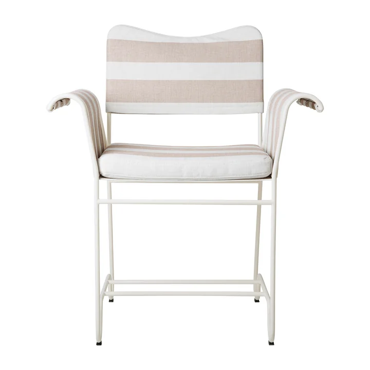 Tropique Outdoor Dining Chair, classic white semi matt / Leslie Stripe Limonta by Gubi