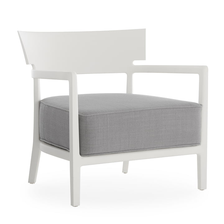 Cara Outdoor Armchair, frame white matt, cover gray from Kartell
