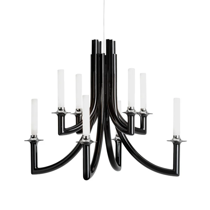 Khan Chandelier, polycarbonate, black glossy from Kartell