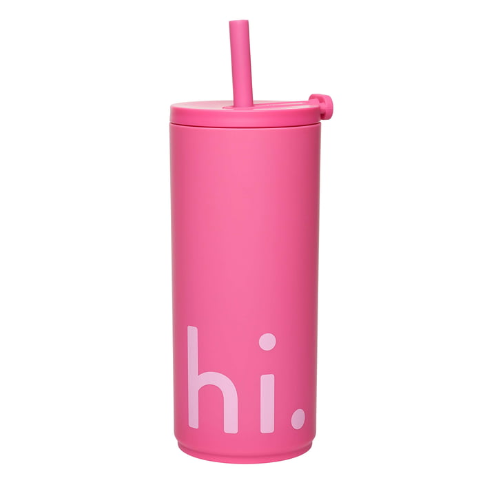 Hi Travel Drinking straw cup from Design Letters in the version cherry pink
