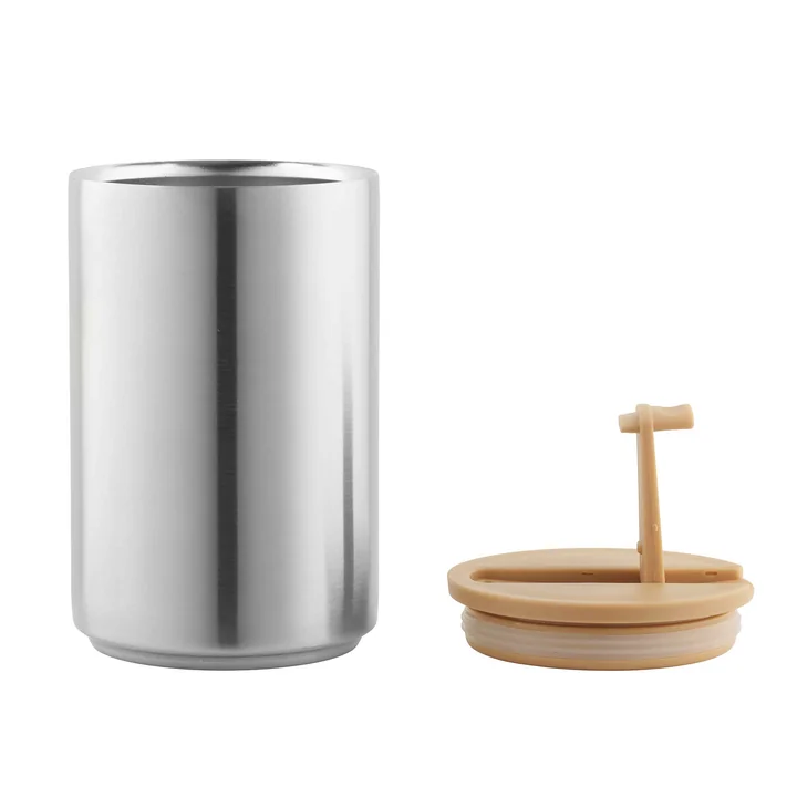 Thermo Cup from Design Letters in the version brushed steel / beige