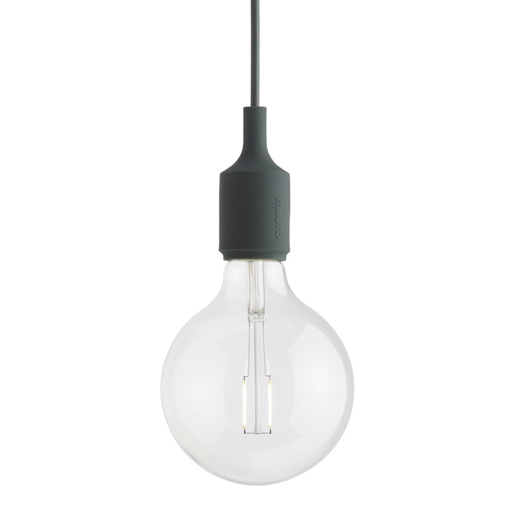 Socket E27 LED pendant lamp from Muuto in the color dark green