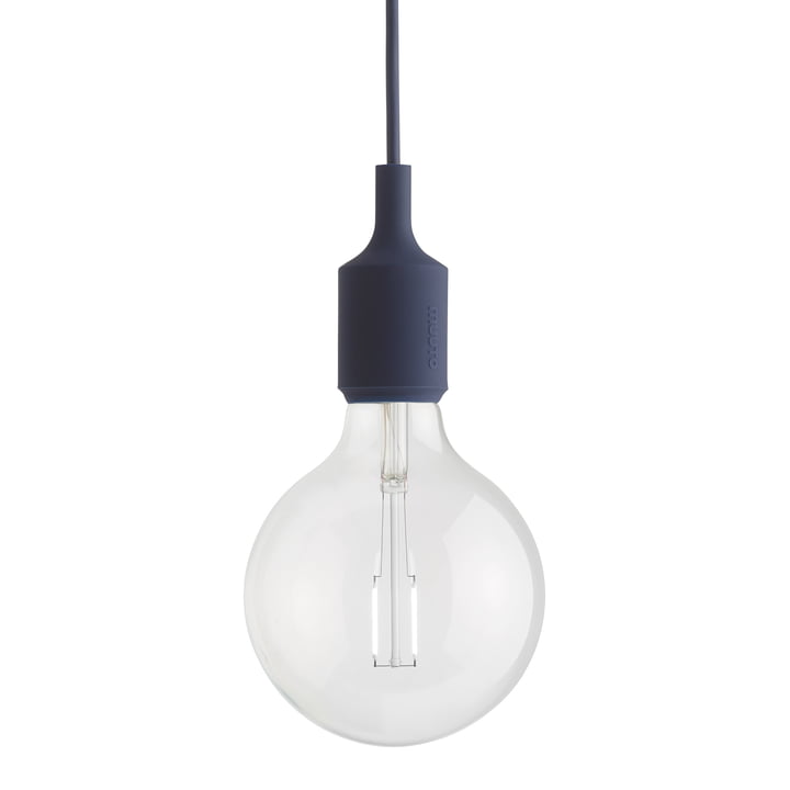 Socket E27 LED pendant light from Muuto in the color midnight blue