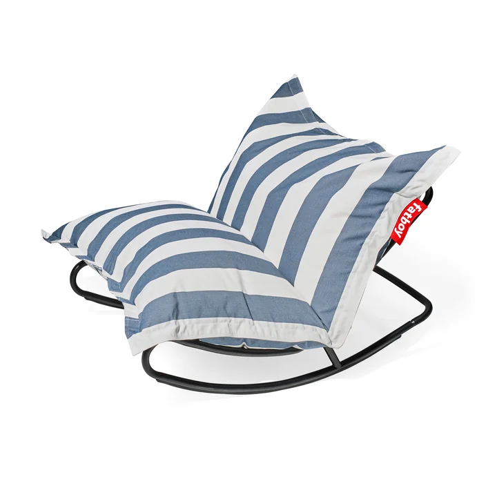 Fatboy - Special offer set: Rock 'n' Roll Lounge Chair, black + Original Outdoor Beanbag, stripe ocean blue