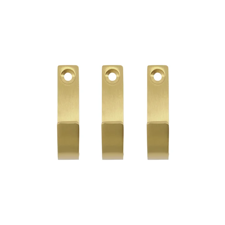 Thapsus Hooks, matte brass finish (set of 3) from Meraki