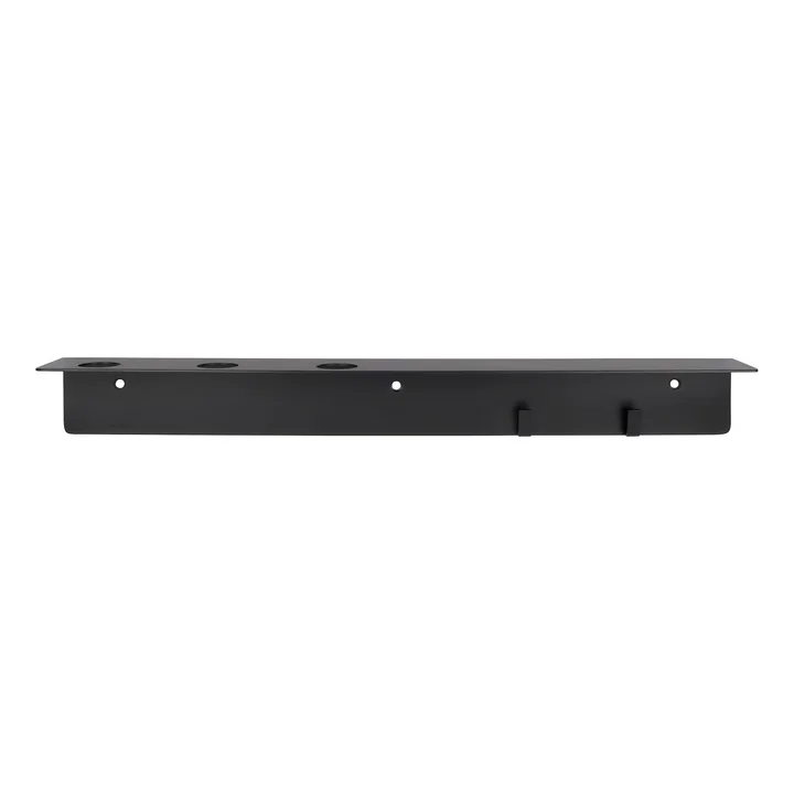 Shelf with bottle holder and hook bar, matte black finish from Meraki