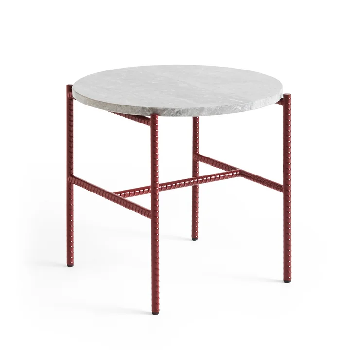 Rebar Side table Ø 45 x H 40.5 cm, marble gray / barn red by HAY