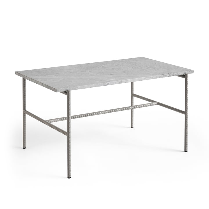 Rebar Side table rectangular, marble gray / fossil gray of Hay