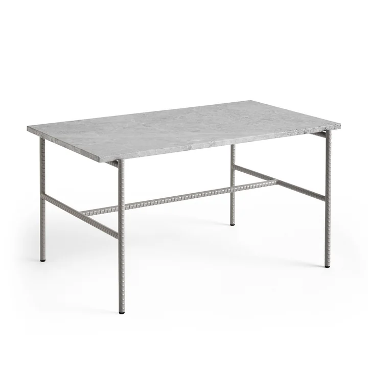 Rebar Side table rectangular, marble gray / fossil gray of HAY
