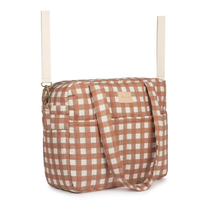 Hyde Park Baby carriage bag, waterproof, terracotta checks by Nobodinoz