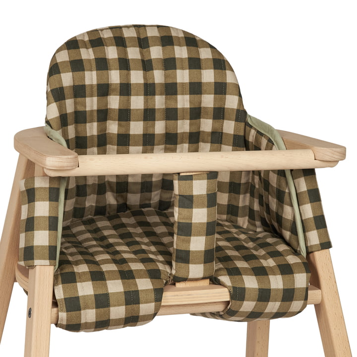 Cushion for Growing Green children's chair, green checks by Nobodinoz