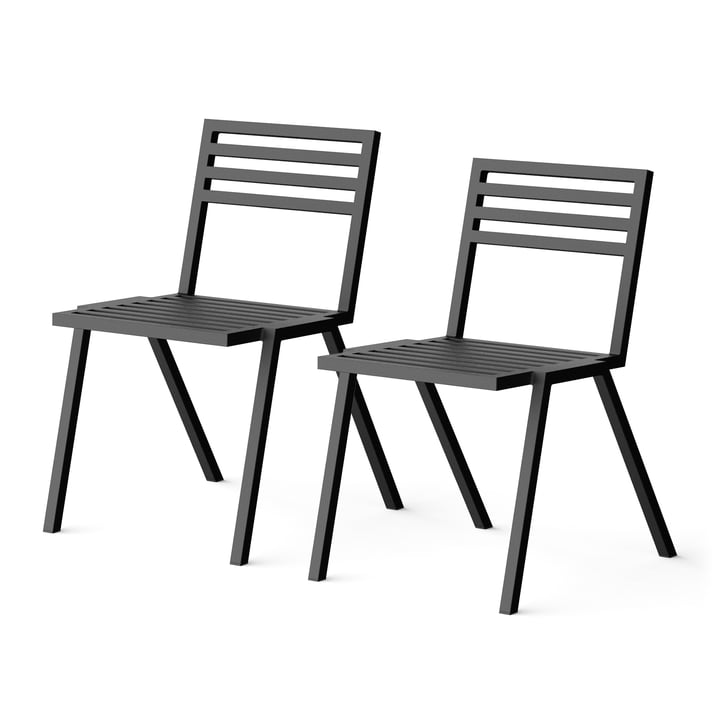 Outdoor Stacking Chair, black RAL 9011 (set of 2) from NINE