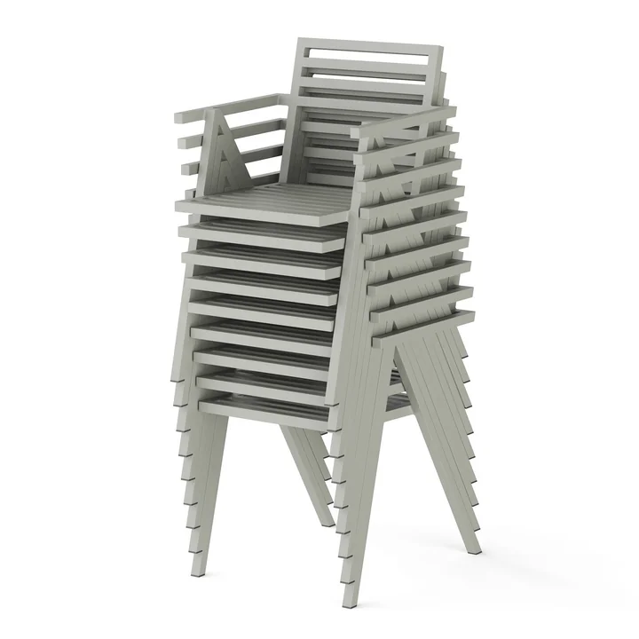 Outdoor Stacking Armchair, gray RAL 120 70 05 from NINE
