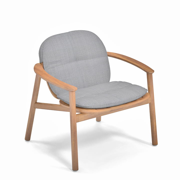 Emu - Twins garden lounge chair with seat / back cushion, teak / light gray
