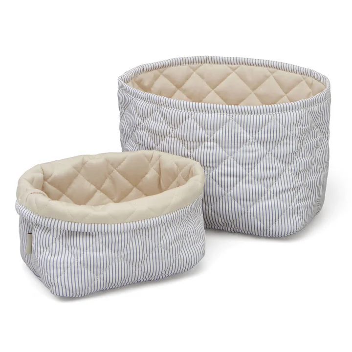 Quilted storage baskets classic Stripes Blue from Cam Cam Copenhagen in the praline version