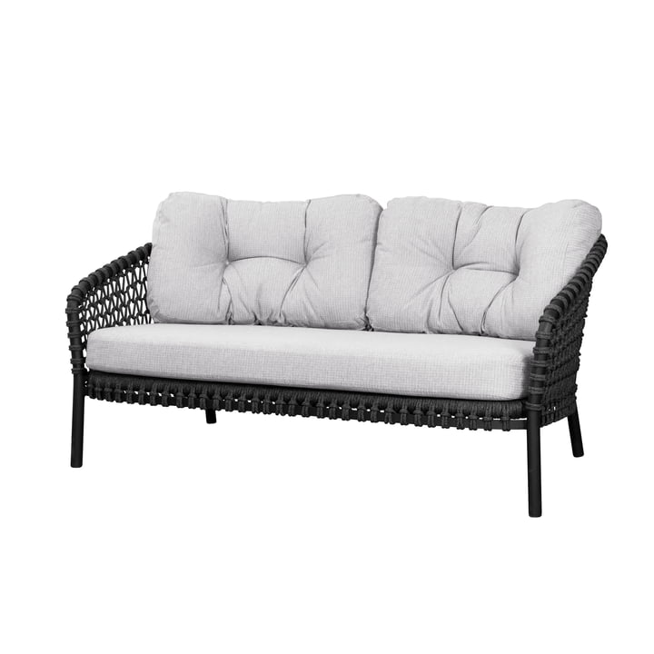 Cane-Line - Ocean large 2 seater sofa, dark gray / white gray