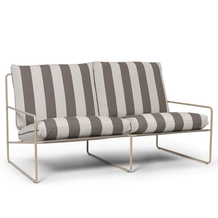 Desert Stripe Outdoor 2-seater sofa, cashmere / chocolate by Ferm Living