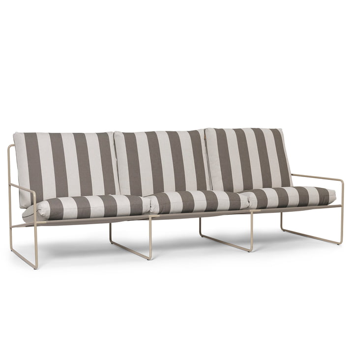 Desert Stripe Outdoor 3 seater sofa, cashmere / chocolate by ferm Living