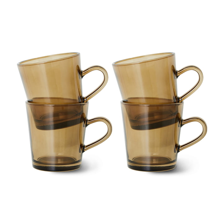 70's Coffee mug, mud brown (set of 4) by HKliving
