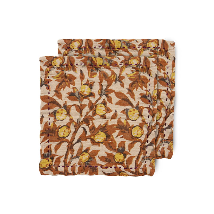 Cotton napkins, 30 x 30 cm, mediterranean tangerine (set of 2) by HKliving