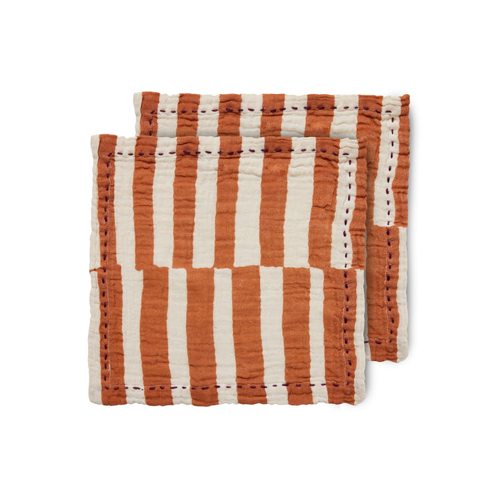 Cotton napkins, 30 x 30 cm, striped tangerine (set of 2) from HKliving
