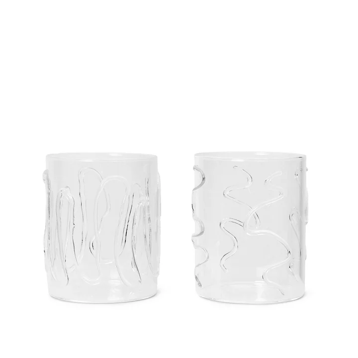 Doodle Drinking glass 35 cl, clear (set of 2) by Ferm Living