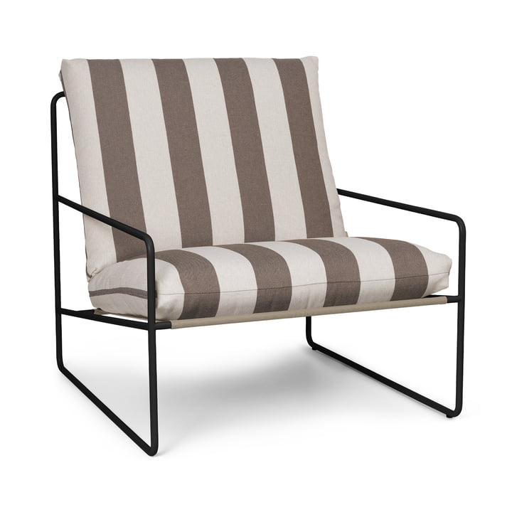Desert Stripe outdoor armchair, black / chocolate by ferm Living