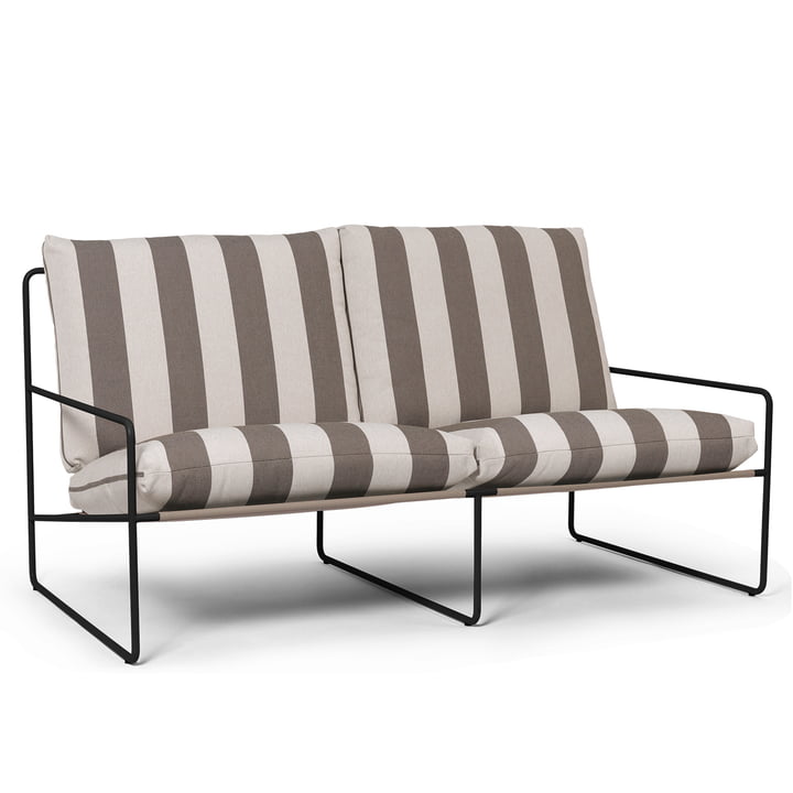 Desert Stripe Outdoor 2 seater sofa, black / chocolate by ferm Living