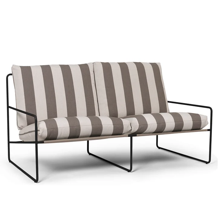 Desert Stripe Outdoor 2-seater sofa, black / chocolate by Ferm Living