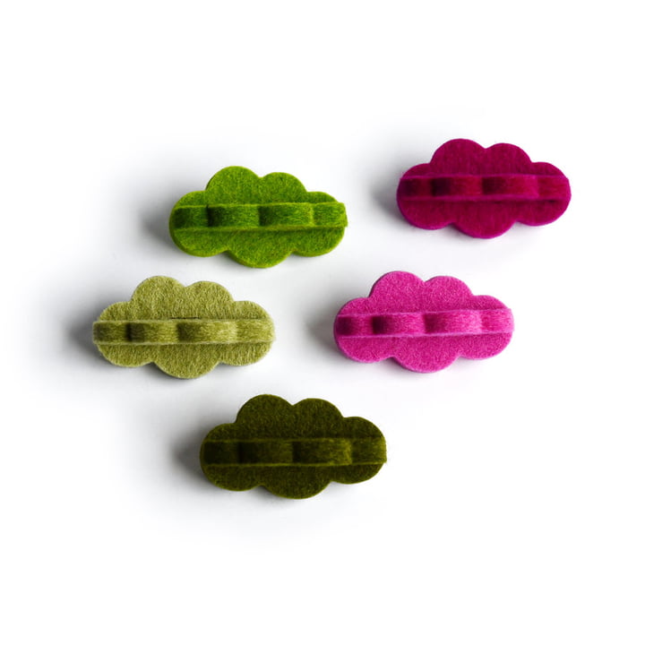 Hey Sign - Pins for yardstick, cloud set 2, pink / pink / pistachio / olive / may green