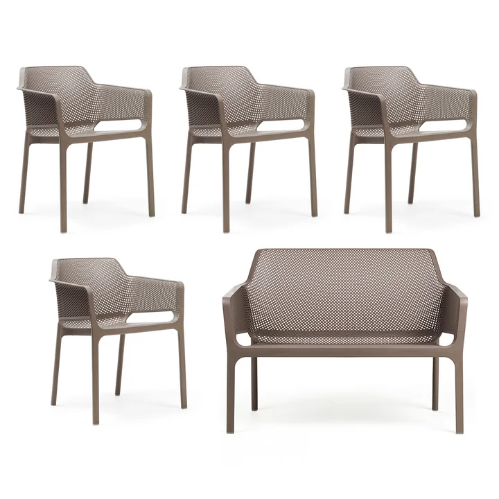 Nardi - Net bench + 4x Net armchair, tortora