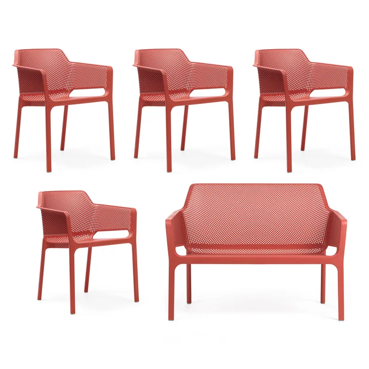 Nardi - Net bench + 4x Net armchair, coral