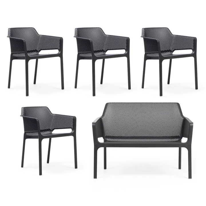 Nardi - Net bench + 4x Net armchair, anthracite