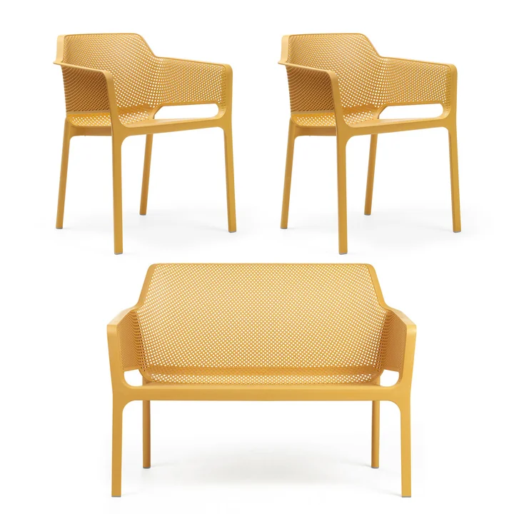 Nardi - Net bench + 2x Net armchair, senape