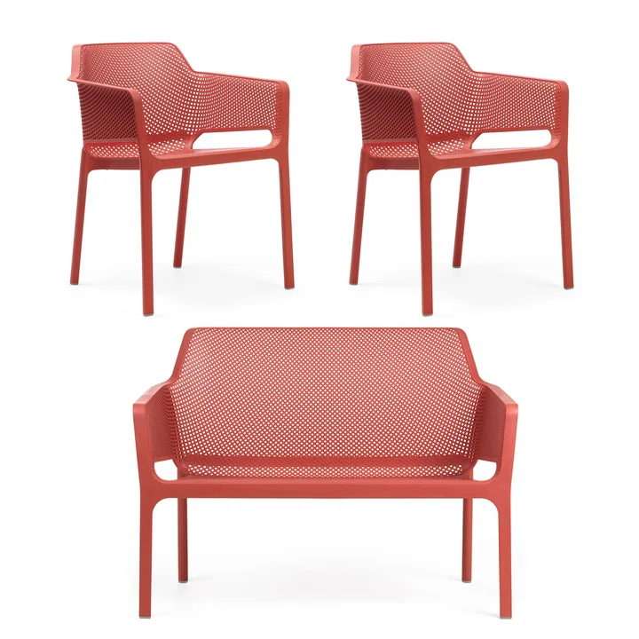 Nardi - Net bench + 2x Net armchair, coral
