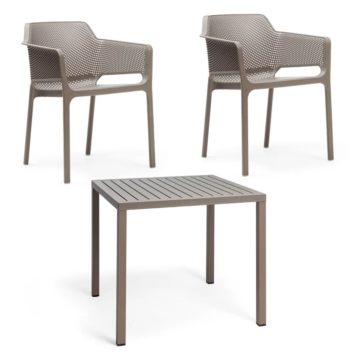 Nardi - Net armchair (2x) + Cube table 80, tortora