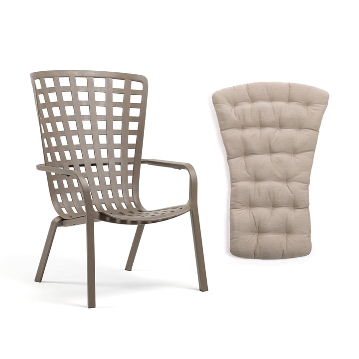 Nardi - Folio adjustable outdoor armchair + seat cover for Folio Relax, tortora / lino
